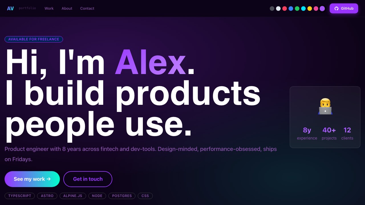 astro-njx-portfolio home page