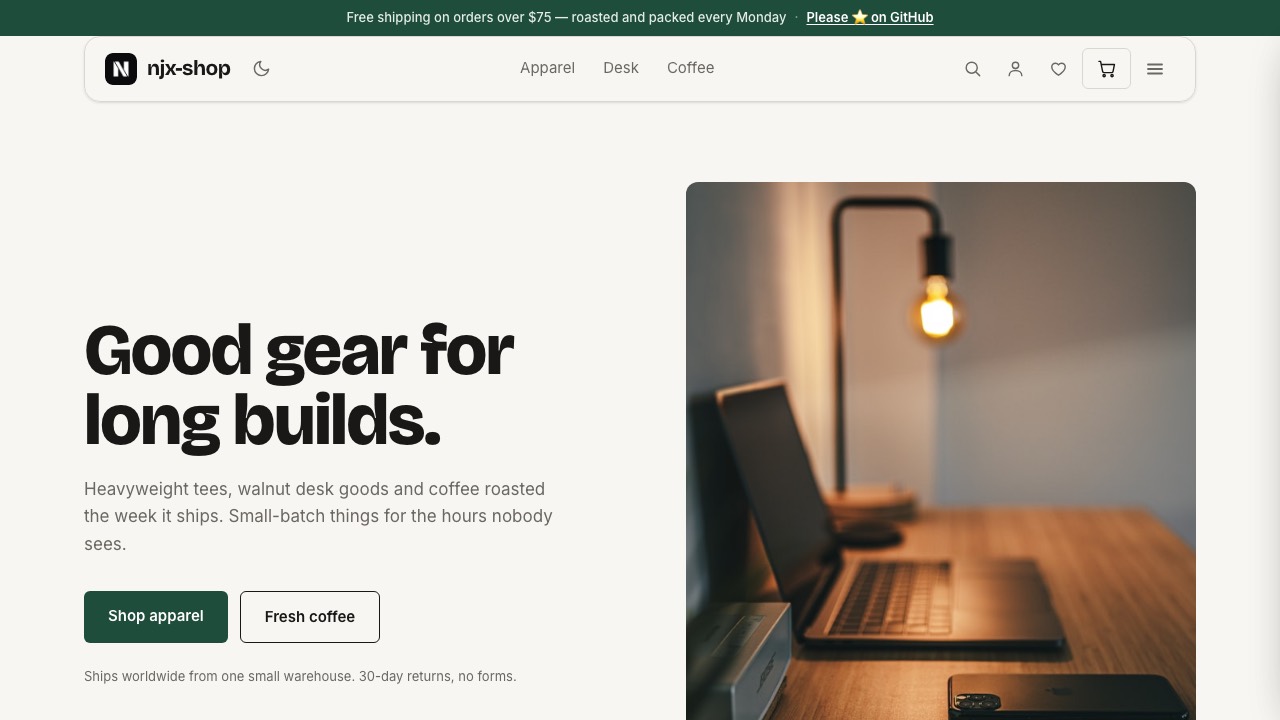 astro-njx-store home page